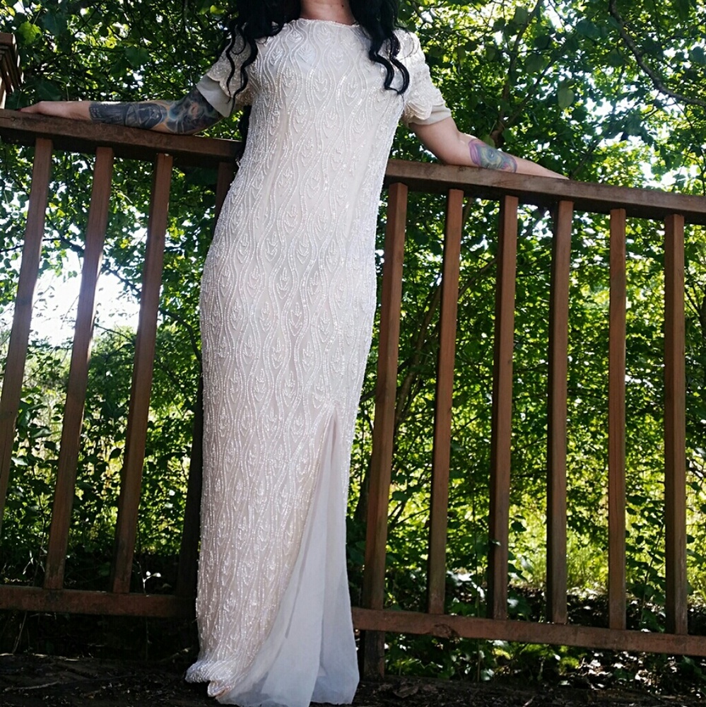 Vintage Stenay Beaded Gatsby Formal Dress Size 8
